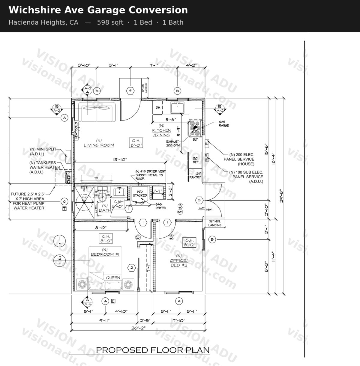 Wichshire Ave Garage Conversion floor plan — Hacienda Heights, CA
